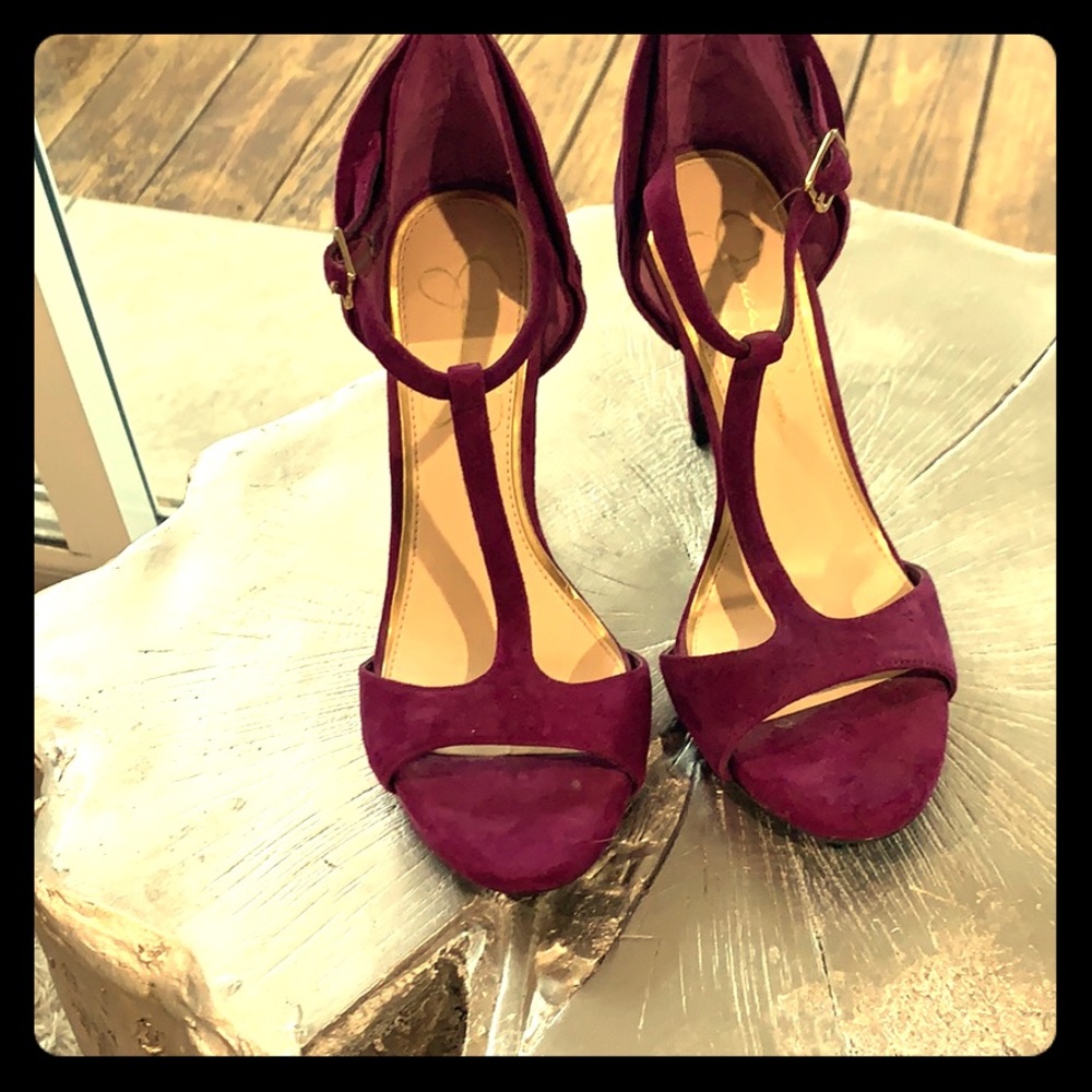 Purple Jessica Simpson t-strap heels